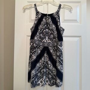 INC International Concepts Navy and White Patterned Dress